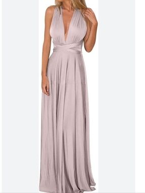 Allure Bridals Blush Halter Deep V Maxi Dress